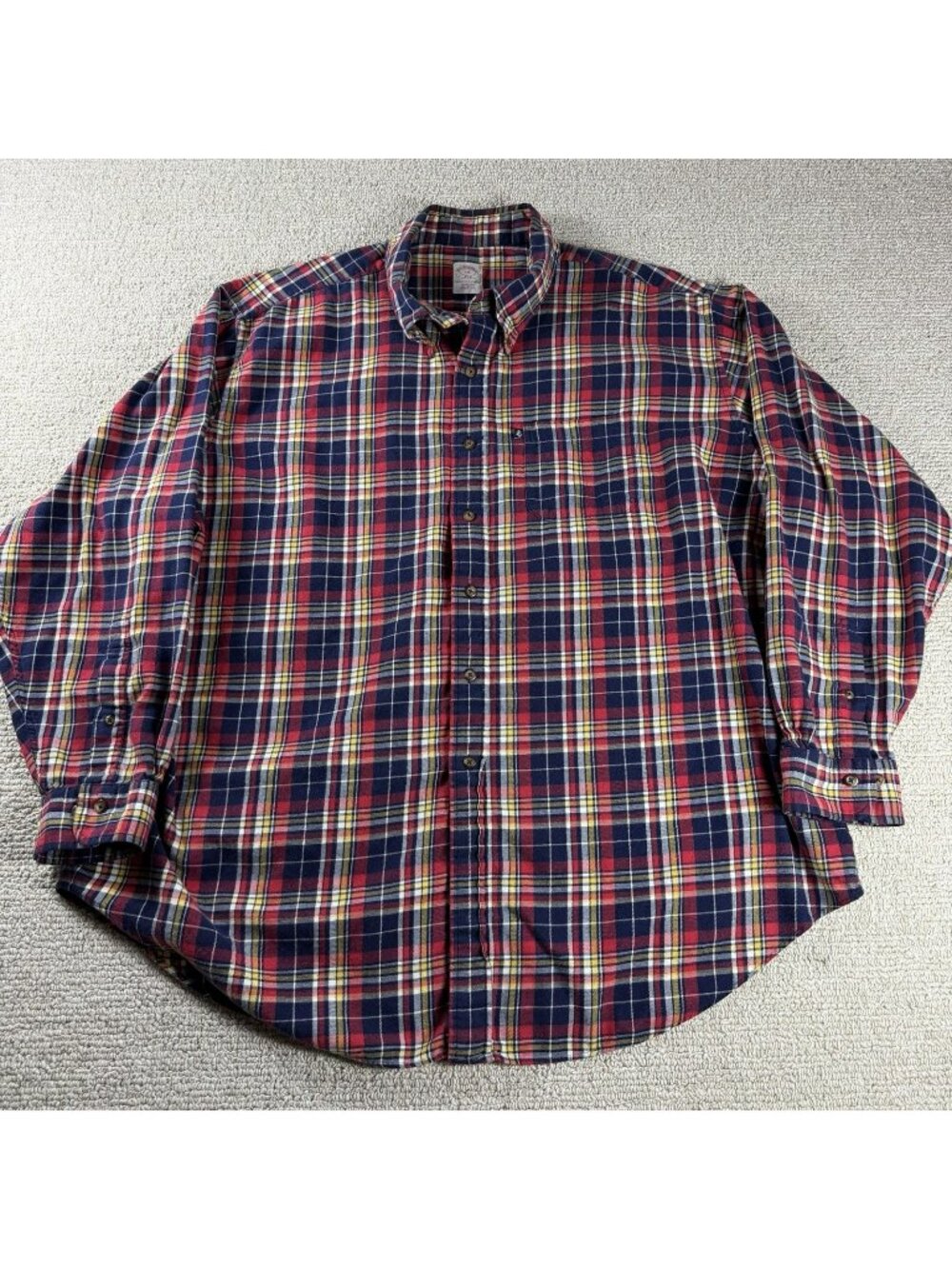 Brooks Brothers 346 Tartan Plaid Flannel Button Up Red Blue Men’s Size XXL